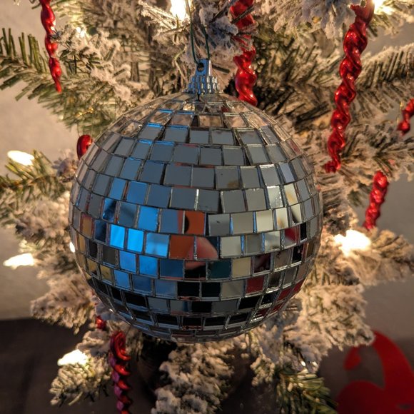 Large 5" Mirrored Disco Ball Like Tree Ornament - Picture 2 of 11
